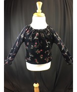Girls Elegant Mc Size 4T Soft Black  burgundy Red &amp; Blue Flowers Top by ... - €3,50 EUR