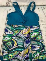 Womens One Piece Shaping Body Floral Swimwear Plus Size Sleeveless Swim Blue - £22.58 GBP