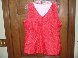 Unbranded Red Floral Print Sleeveless V-Neck Knit Top - Size 2XL - £10.07 GBP