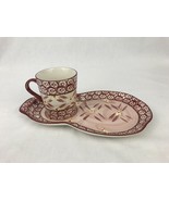 Temp-Tations Ovenware Old World Tara Cranberry Snack Tray Mug Sandwich Set - $284.15 MXN
