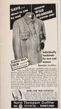 1958 Print Ad Imported Wild Boar Hide Leather Shirts Norm Thompson Portland,OR - £7.01 GBP