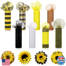 Newwiee 8 Rolls Bee Day Mesh Ribbon for Wreaths 10 Inch x 30 Feet Each R... - $54.59
