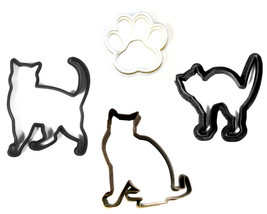 Cat Lover Cats Kitten Kitty Paw Print Set Of 4 Cookie Cutters USA PR1040 - £7.06 GBP