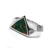 Herren Bloodstone Ring Unisex Siegel Ring mit Natur Bloodstone in 925 Silber - £47.98 GBP