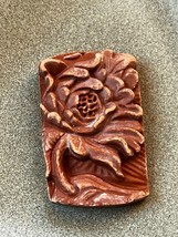 Exquisitely Carved Rust Blowing in the Window FLOWER Stone Pendant or Other Use - $33.44