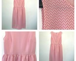 Maxi Dress size M L Vintage 1970s White Textured Pink Polka Dots Polyest... - £13.34 GBP