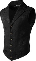 VATPAVE Mens L Victorian Suit Vest Steampunk Gothic Waistcoat Black - £59.34 GBP