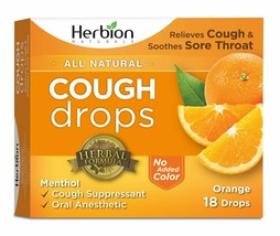 Herbion Naturals Cough Drops with Natural Orange Flavor, 18 Drops, Oral Anest... - £7.18 GBP