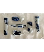 6 Ceramic Chopstick Rests Blue/White Mushroom Fish Violin Boat 2 Bamboo ... - $280.60 MXN