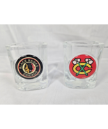 Chicago Black Hawks Glass Cube Square Shot Glass Set of 2 NHL Hockey Bla... - $12.95