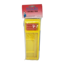 VINTAGE REGENT DOUBLE TIER PLASTIC PENCIL BOX YELLOW &amp; BLUE CLEAR TOP PA... - $14.25