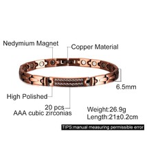 Magnetic Pure Copper Bracelets for Women Cubic Zirconia Chain Link Coppe... - $31.95