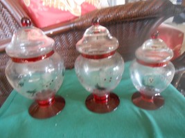 Beautiful Pfaltzgraff &quot;Winterberry&quot; Set Of 3 Glass Jars - £12.82 GBP