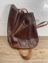 Vera Pelle Italian Leather Sling Bag Backpack Zippered Strap KG JD - $750.41 MXN