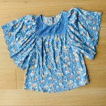 Matilda Jane Be Here Now Top Blue Floral Lace Yoke Small NWOT - $24.99