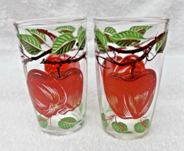 Pair Apple Orchard Swanky Swig Glasses Bright Clean Design 3 3/4 Inch 2 Pc - $18.32
