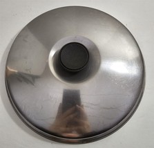 Vtg Stainless Steel Black Top Knob 10 3/8&quot; Round Pot Pan Replacement Lid #105 - £14.76 GBP