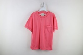 Vintage 90s Streetwear Womens Medium Crochet Lace Blank Pocket T-Shirt Pink - £29.55 GBP