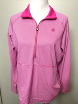 Kate Lord Pink and White Striped Long Sleeve 1/4 Zip Pullover Size L - £11.38 GBP