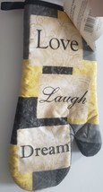 1 Jumbo Printed Kitchen Oven Mitt (13&quot;) Inspirational Love Laught Yellow Bh Home - £12.81 GBP