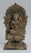 Antique Java Style Majapahit Seated Bronze Devi Tara Statue - 13.5cm/5&quot; - £596.08 GBP