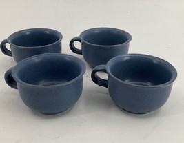 4 DANSK MESA Coffee Tea Flat Cups Mugs Sky Blue Portugal Stoneware 2 1/4... - £23.73 GBP