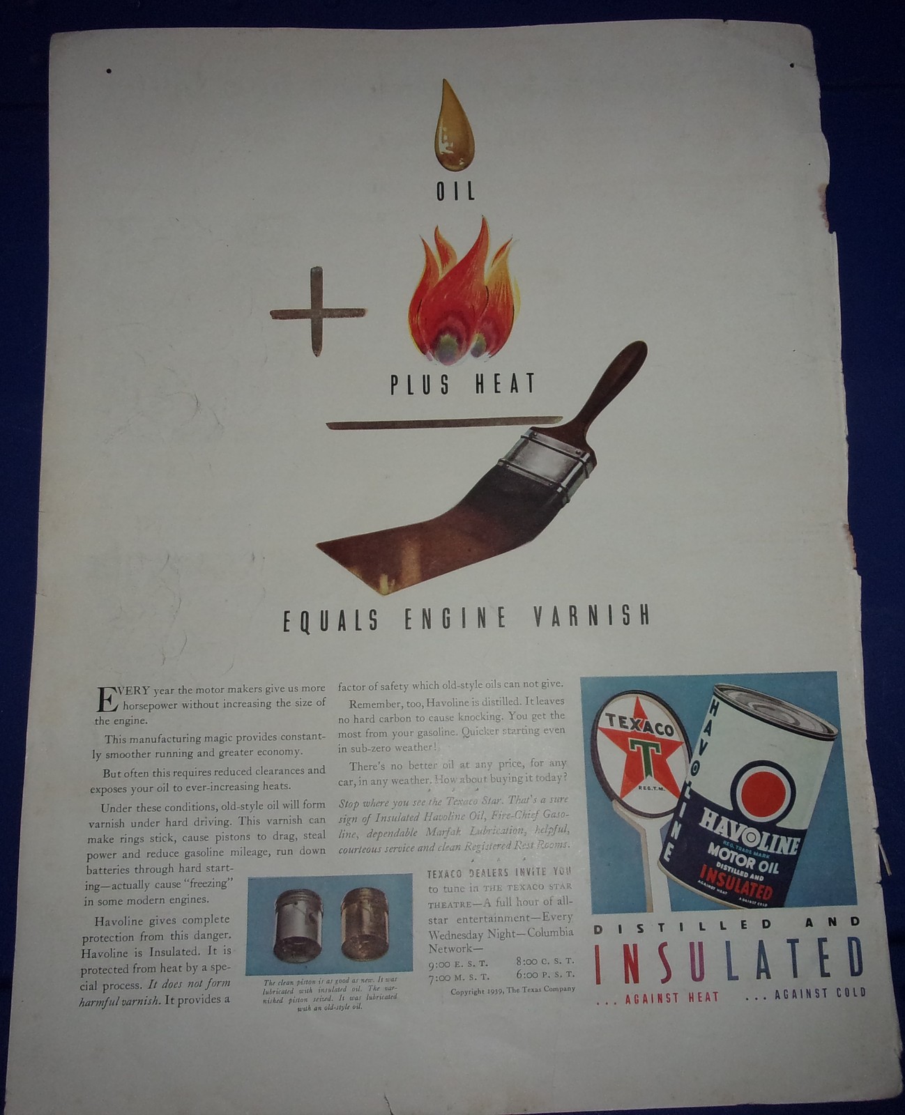 Havoline Motor Oil Magazine Print Advertisement 1956  - $8.99