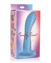 Curve Toys Simply Sweet 7&quot; Ribbed Silicone Dildo Blue - £16.57 GBP