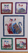 23.5&quot; X 44&quot; Panel Cats Blocks on White Cat-i-tude 2 Cotton Fabric Panel D382.36 - £7.04 GBP