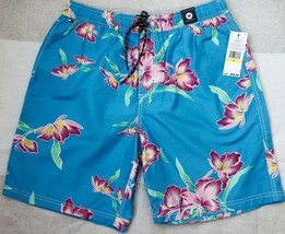 Tommy Hilfiger Swim Shorts Trunks S M Blue Floral Bathing Suit Men`s New - £31.96 GBP