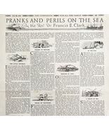 1916 Pranks Perils On The Sea Article Ships Boats  XL Nautical 16 x 11&quot; ... - $755.96 MXN