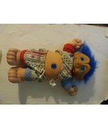 TREASURE TROLL 1991 BY ACE NOVELTY LARGE 15” TROLL DOLL Blue HAIR WITH O... - £36.75 GBP