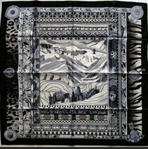 New Hermes La Femme Aux Semelles De Vent #08 90 Silk Scarf Noir/Sepia/Bl... - $2,599.99