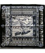 New Hermes La Femme Aux Semelles De Vent #08 90 Silk Scarf Noir/Sepia/Blanc Rare - $2,599.99