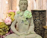 Ebros Shakyamuni Buddha With Ushnisha Head And Floral Succulents Statue ... - £47.96 GBP