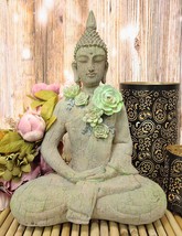 Ebros Shakyamuni Buddha With Ushnisha Head And Floral Succulents Statue ... - £47.97 GBP