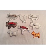 Metal Tin Cookie Cutters Vtg Lot of 8 Animal Shapes Rabbits Chicken Dog ... - $294.43 MXN