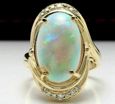 5Ct Simulated Opal Diamond Vintage Engagement Ring 14K Yellow Gold Plated Silver - £55.55 GBP