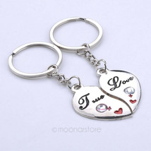2pcs Pair Couple Keychains Heart True Love Male Female USA Shipper Fast #11 - £6.41 GBP
