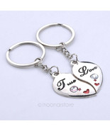 2pcs Pair Couple Keychains Heart True Love Male Female USA Shipper Fast #11 - £6.29 GBP