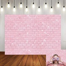 Retro Pink Glitter Brick Wall Photography Backdrop 5x3ft Girl Happy Birthday Par - £19.01 GBP