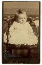 CIRCA 1880&#39;S CDV Adorable Infant In White Dress Sitting In Chair Perth - £7.46 GBP