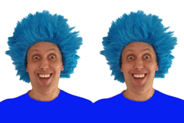 2 PACK Blue Fuzzy USA Team Spirit 80s Punk Wig Costume Kids or Adult One... - £18.63 GBP