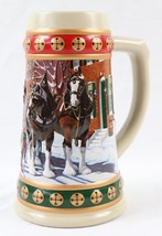 VINTAGE 1993 Budweiser Clydesdales Hometown Holiday Christmas Beer Stein - £15.95 GBP