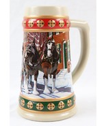 VINTAGE 1993 Budweiser Clydesdales Hometown Holiday Christmas Beer Stein - £15.48 GBP