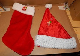 Christmas Sparkle Santa Hat &amp; Stocking 1 Of Each Adult Head Size Be Jolly 150H - £5.91 GBP