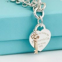 Large 8.25&quot; Return to Tiffany Heart Tag and Rubedo Key Charm Bracelet - £352.26 GBP