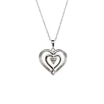 Diamond Accent Heart Pendant 18.5 in Necklace Solid .925 Sterling Silver 3.1g - $147.00