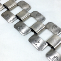 VINTAGE 70s Sarah Coventry Melody Etched Silver tone Panel Bracelet 7.25&quot; - £20.77 GBP