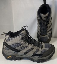 Merrell Hiking Boots Mens 11.5 Moab 2 Mid High Top Trail Shoes Gray Black J06055 - $42.56